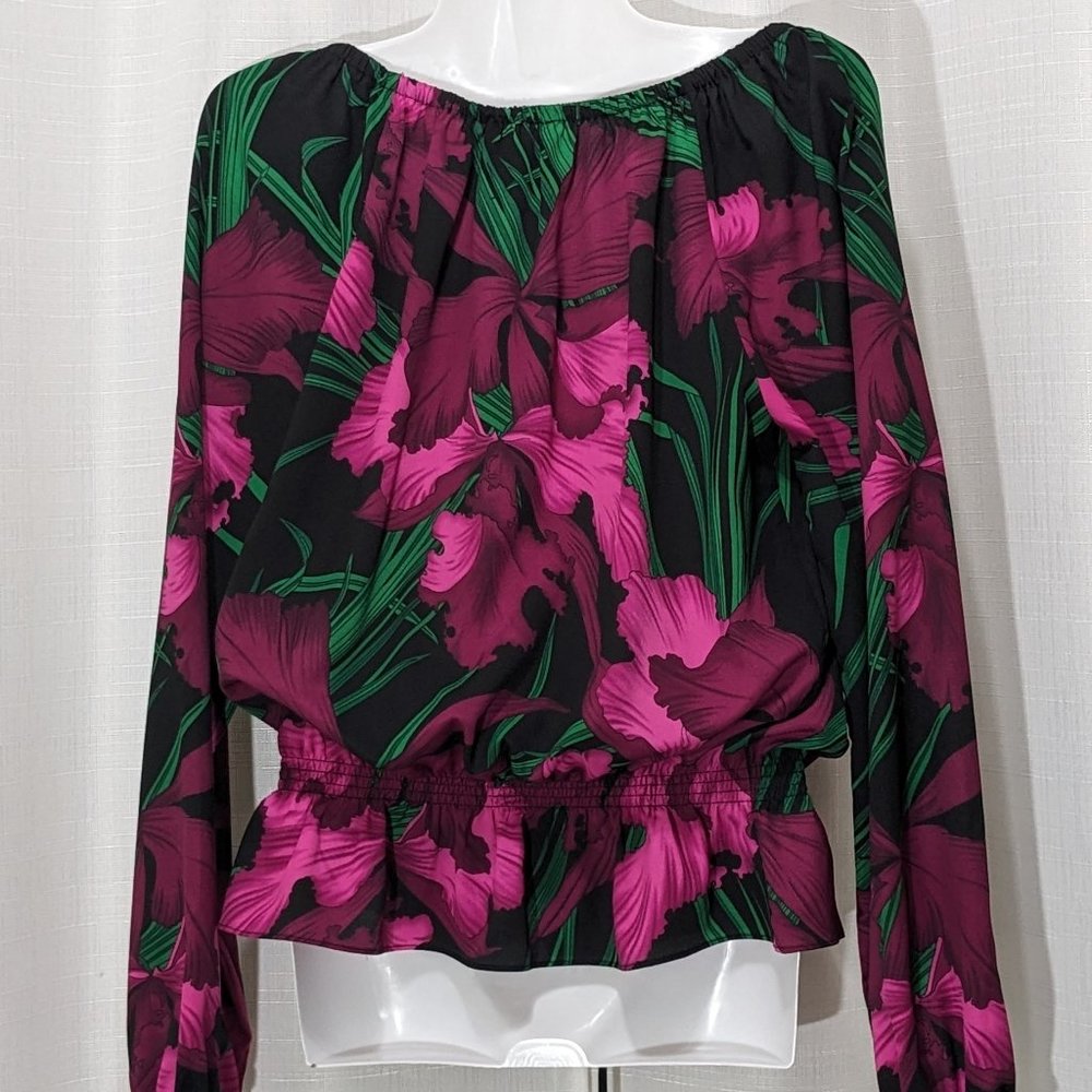 MICHAEL KORS Women's Long Sleeve Top Floral Blouse Size S - Picture 7 of 10